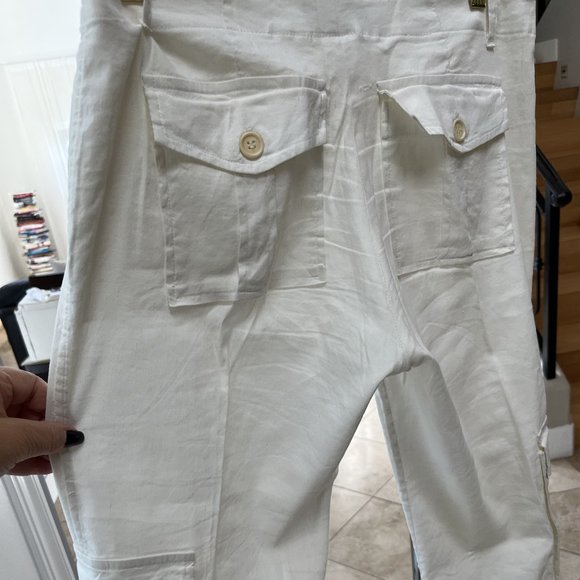 Theory White STRETCH Linen Cargo Pant - Picture 8 of 10